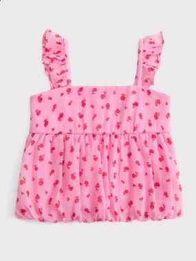 New! Abercrombie Kids Floral Smocked Bubble Tank Top with Ruffled Sleeves